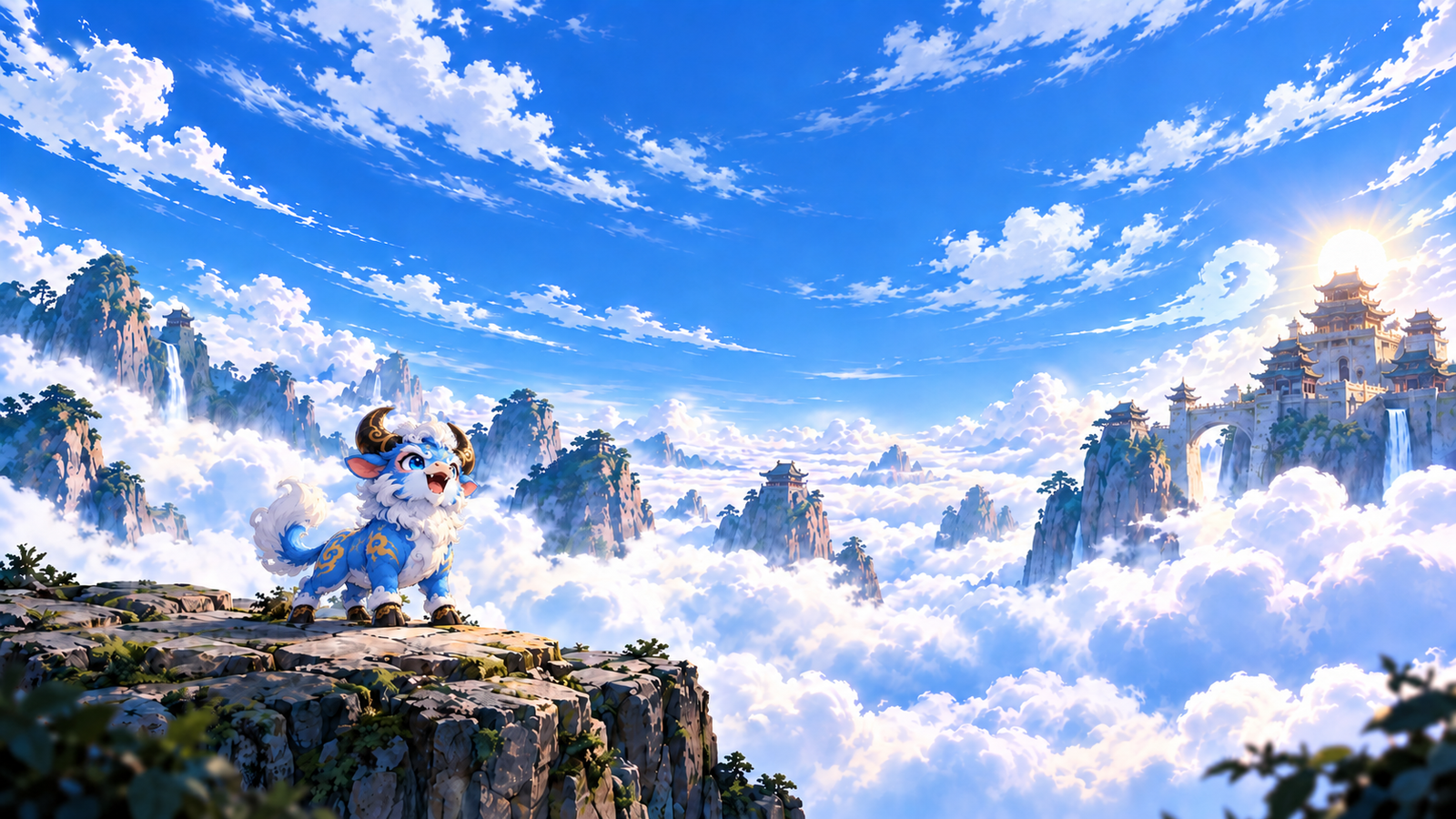 KUI NIU overlooking a floating mountain kingdom